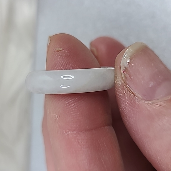Ring Size 6 White Creme Jadeite Jade Band Simple Style Unisex Gift Everyday - Picture 5 of 6